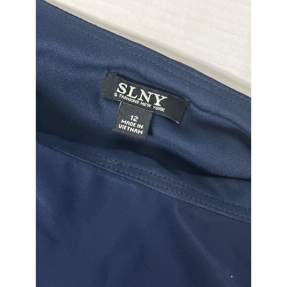 SLNY Womens size 12 Cold Shoulder Sheer Poncho Dress Blue - Picture 3 of 7